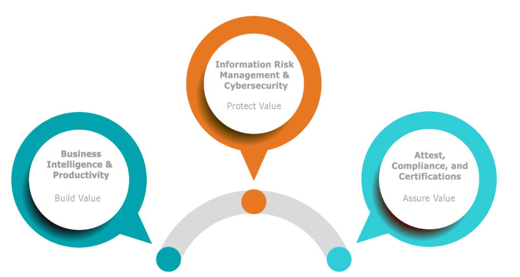 Business Intelligence & Productivity, Information Risk Management & Cybersecurity, Attestations, Compliance and Certifications