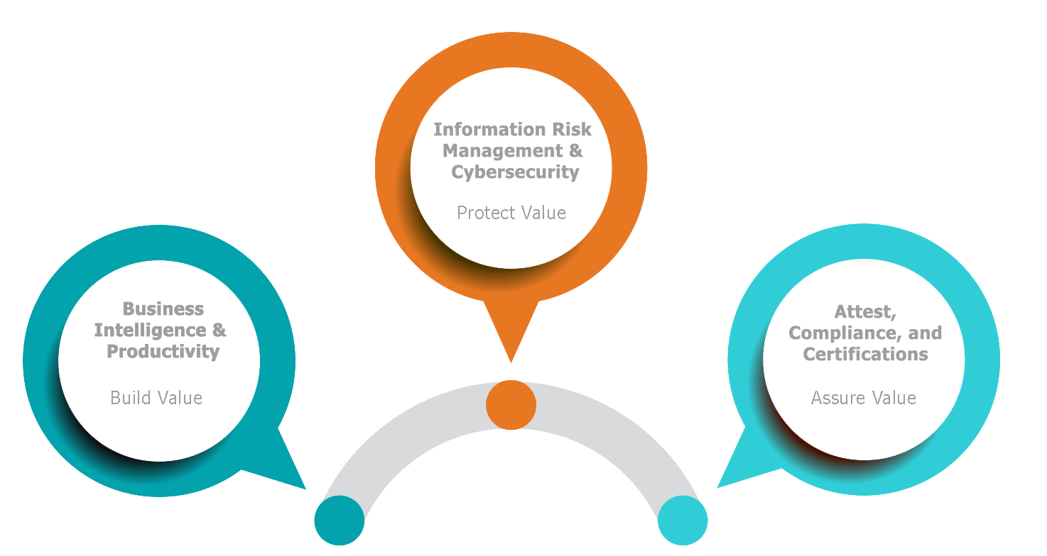 Business Intelligence & Productivity, Information Risk Management & Cybersecurity, Attestations, Compliance and Certifications