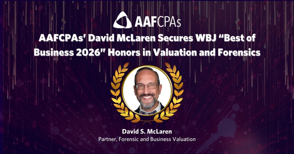 AAFCPAs’ David McLaren Secures WBJ “Best of Business 2026”