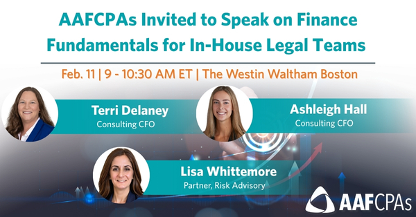 AAFCPAs Invited to Speak on Finance Fundamentals for In-House Legal Teams